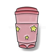 Milk Tea Alloy Enamel Brooch, for Men and Women, Dirnk, Pink, 30.5x17.5x1.5mm(JEWB-C023-08F-EB)