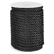 3-Ply Polyester Cords, Binding Rope with Decorative Rope, Plastic Clasp Hand Cord, Black, 8mm, 20m/roll(OCOR-WH0079-88B)