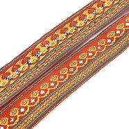 Polyester Ribbon, Jacquard Ribbon, Tyrolean Ribbon, Floral Pattern, Orange Red, 20x0.5mm(OCOR-WH0077-40A)