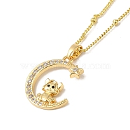 Brass Micro Pave Clear Cubic Zirconia Pendants Necklaces, The 12 Animals of the Chinese Zodiac, Real 18K Gold Plated, Tiger, 17.28 inch(43.9cm)(NJEW-K269-05G-06)