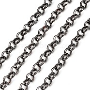 Iron Rolo Chains, Belcher Chain, Unwelded Rolo Chains, Belcher Chain, Unwelded, Gunmetal, with Spool, link: 5mm in diameter, 1.5mm thick, about 164.04 Feet(50m)/roll(CHT037Y-B)