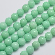 Natural Malaysia Jade Beads Strands, Imitation Amazonite, Round, Dyed, Aquamarine, 10mm, Hole: 1mm, about 38pcs/strand, 15 inch(X-G-A146-10mm-B06)