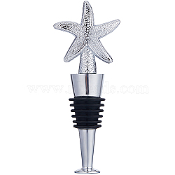 Custom Silicone Wine Bottle Stoppers, with Alloy Finding, for Winebottle, Starfish, Platinum, 98x38x20mm(FIND-WH0152-152)
