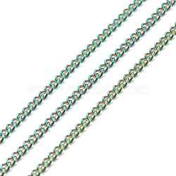 Ion Plating(IP) Rainbow Color 304 Stainless Steel Curb Chains, Soldered, with Spool, 2.5x2x0.5mm, about 32.81 Feet(10m)/Roll(CHS-E005-02M)