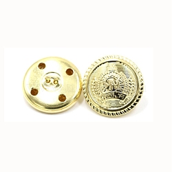 4-Hole Brass Buttons, for Sewing Crafting, Half Round with Badge, Golden, 19.5x12mm, Hole: 2x2.5mm(BUTT-WH0017-21C-03)