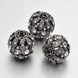 Alloy Rhinestone Beads, Round, Gunmetal, 21mm, Hole: 2.5mm(RB-D260-B)