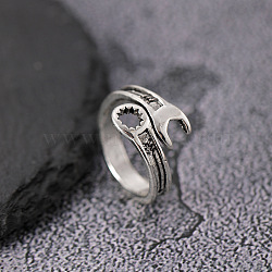 Alloy Wrench Cuff Rings, Antique Silver, Inner Diameter: Adjustable(WGB2616-03)