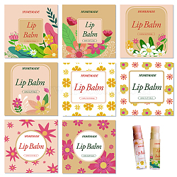 80Pcs 8 Style Custom Lip Balm DIY Label Sticker, Coated Paper Paster, Self-Adhesive Stickers, Square, Floral Pattern, 5x5cm, 10pcs/style(DIY-CP0007-95B)