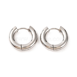 Non-Tarnish 304 Stainless Steel Hoop Earrings for Women, Ring, Stainless Steel Color, 19x20x4mm, Pin: 1mm(EJEW-F339-01P-02)