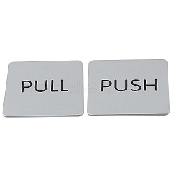 ABS Public Sign Stickers, for Door Accessories Sign, PULL & PUSH, White, 97x97x1.5mm, 2sets/bag(DIY-GF0002-49)
