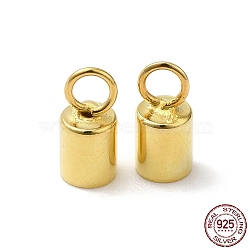 925 Sterling Silver Cord Ends, End Caps, Column, Real 18K Gold Plated, 8x4mm, Hole: 1.8mm, Inner Diameter: 3.5mm(STER-P055-02C-G)