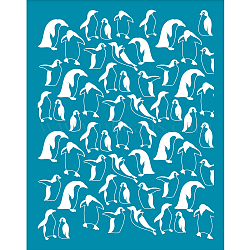 Silk Screen Printing Stencil, for Painting on Wood, DIY Decoration T-Shirt Fabric, Penguin, 100x127mm(DIY-WH0341-333)
