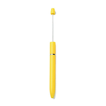 Plastic Beadable Pens, Ball-Point Pen, for DIY Personalized Pen, Yellow, 161x10mm