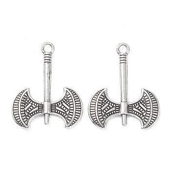 Alloy Pendants, Lead Free & Cadmium Free, Double-edged Axe, Antique Silver, 47x37.5x3.5mm, Hole: 3.8mm