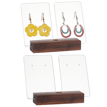 AHADERMAKER Acrylic Earring Display, with Black Walnut Display Stands, Mixed Color, 3.95x5.95x0.25cm and 3x10x2cm, 6pcs/set