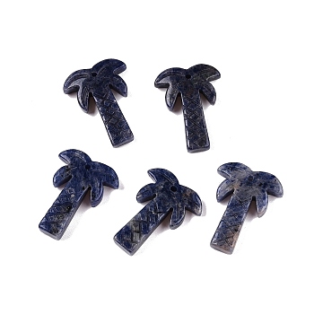 Natural Sodalite Coconut Tree Pendants, Palm Tree Charms, 27~28x19~22x5~6mm, Hole: 1.2~1.5mm