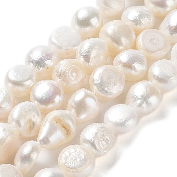 Natural Cultured Freshwater Pearl Beads Strands, Two Side Polished, Grade 2A+, Seashell Color, 9~10.5x10~11x7.5~9mm, Hole: 0.6mm, about 34~36pcs/strand, 13.98''(35.5~36.5cm)