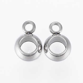 201 Stainless Steel Tube Bails, Loop Bails, Round, Stainless Steel Color, 8.5x6x4mm, Hole: 1.5mm, Inner Diameter: 3.5mm