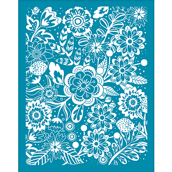 Silk Screen Printing Stencil, for Painting on Wood, DIY Decoration T-Shirt Fabric, Flower Pattern, 100x127mm