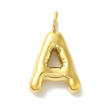 304 Stainless Steel Pendants, Real 14K Gold Plated, Letter Charm, Letter A, 24x14x5mm, Hole: 4mm