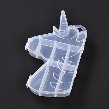 Plastic Bead Containers, for Small Parts, Hardware and Craft, Unicorn, Clear, 16.2x9.7x2.5cm, Hole: 11x19.5mm