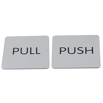 ABS Public Sign Stickers, for Door Accessories Sign, PULL & PUSH, White, 97x97x1.5mm, 2sets/bag