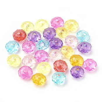 Transparent Acrylic Beads, Faceted, Rondelle, Mixed Color, 8x5.5mm, Hole: 1.5mm, about 2790pcs/500g