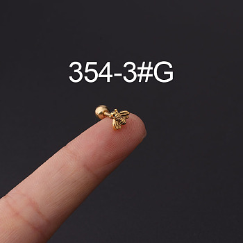 316L Stainless Steel Cartilage Earrings, Golden, Bees, 6mm, Pin: 1.2mm