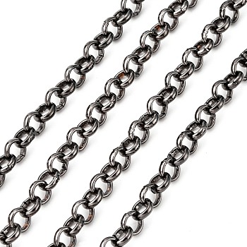 Iron Rolo Chains, Belcher Chain, Unwelded Rolo Chains, Belcher Chain, Unwelded, Gunmetal, with Spool, link: 5mm in diameter, 1.5mm thick, about 164.04 Feet(50m)/roll