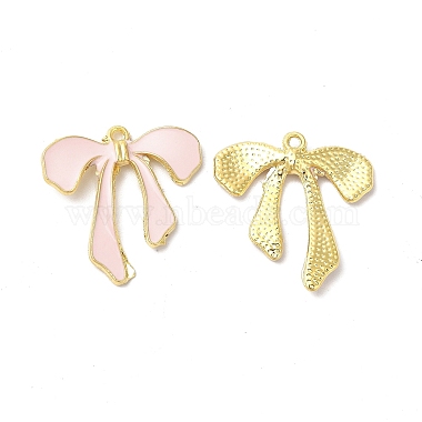 Golden Pink Bowknot Alloy+Enamel Pendants