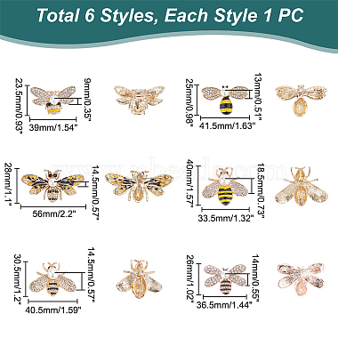 WADORN 6Pcs 6 Style Bees Enamel Pin with Imitation Pearl Beaded(JEWB-WR0001-03)-2