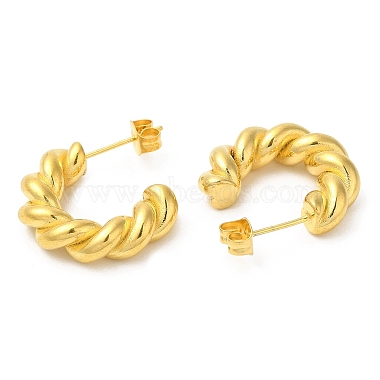 Ion Plating(IP) 304 Stainless Steel Rope Chains Shape Stud Earrings(EJEW-B026-04G)-2