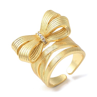 Clear Bowknot Brass+Cubic Zirconia Finger Rings