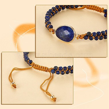 Bracelet de perles tressées en lapis-lazuli naturel(BJEW-SZ0002-54B)-4