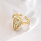 Rack Plating Brass Micro Pave Clear Cubic Zirconia Open Cuff Finger Rings for Women(RJEW-M028-101G)-2