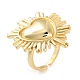 Brass Heart Open Cuff Ring for Women(RJEW-C102-23G)-1