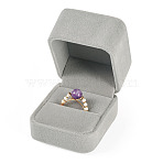 Velvet Ring Boxes, Rectangle, Pink, 6x5.1x4.5cm(CON-TAC0006-10B)