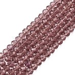 Glass Beads Strands, Faceted, Rondelle, Saddle Brown, 2.9~3.3x2mm, Hole: 0.8mm, about 135~140pcs/strand, 32~34cm(EGLA-A044-T2mm-D07)