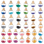 114Pcs 19 Colors Transparent Glass Pendants, Round, with Acrylic & PE Plastic, Mixed Color, 22x16mm, Hole: 2.5mm, 6pcs/color(GLAA-ME0001-32)