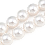 Shell Pearl Bead Strands, Round, White, 20mm, Hole: 1.2mm, about 20pcs/strand(BSHE-H001-06)