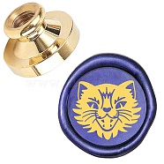 Wax Seal Brass Stamp Head, for Wax Seal Stamp, Cat Shape, 25x14.5mm(AJEW-WH0209-309)