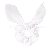 Rabbit Ear Polyester Elastic Hair Accessories, for Girls or Women, Scrunchie/Scrunchy Hair Ties, White, 165mm(OHAR-PW0007-14B)