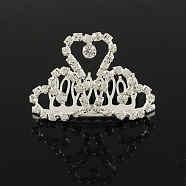 Fashionable Wedding Crown Rhinestone Hair Combs, Bridal Tiaras, Child Tiaras, with Iron and Brass Base, Crystal, 40x56mm(OHAR-R271-05)
