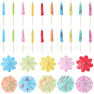 2 Bags 2 Styles Umbrella Bamboo & PET Plastic Toothpick Decorations, for Fruits, Appetizers & Cocktails, Mixed Color, 85x100mm, about 50pcs/bag, 1 bag/style(AJEW-CP0007-29)