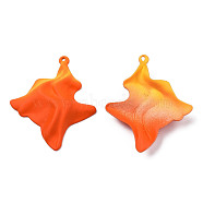 Spray Painted Iron Pendants, Wave, Dark Orange, 45x37x7mm, Hole: 1.6mm(IFIN-N008-028C)