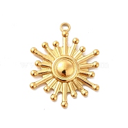 Ion Plating(IP) 304 Stainless Steel Pendants, Sun Charms, Real 18K Gold Plated, 22.5x17.5x2mm, Hole: 1.6mm(STAS-F282-18G)
