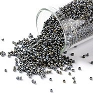 TOHO Round Seed Beads, Japanese Seed Beads, (613) Matte Color Iris Gray, 15/0, 1.5mm, Hole: 0.7mm, about 3000pcs/bottle, 10g/bottle(SEED-JPTR15-0613)