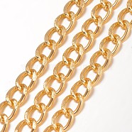 Aluminium Twisted Curb Chains, Diamond Cut Chains, with Spool, Unwelded, Faceted, Golden, 10x6.5x1.8mm, about 16.4 Feet(5m)/roll(X-CHA-K001-06G)