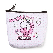 Unicorn Pattern PU Leather Wallets with Iron Zipper & PVC Findings, Change Purse, Clutch Bag for Women, Hot Pink, 9.5~9.8x10.8~11x2.4~2.8cm(AJEW-C029-01A)