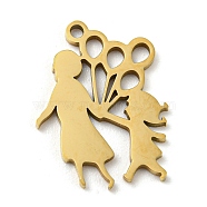 201 Stainless Steel Pendants, Laser Cut, Golden, Mother with Child, 17x12.5x1mm, Hole: 1.2mm, 5pcs/bag(STAS-H188-03H-G)